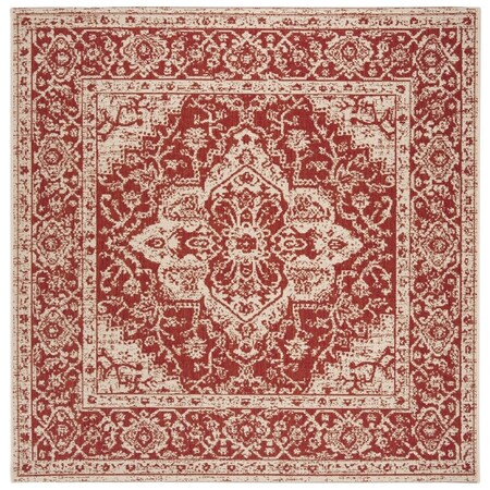 Safavieh 4 x 4 ft. Beach House Power Loomed Square Area Rug Red & Creme BHS137Q-4SQ